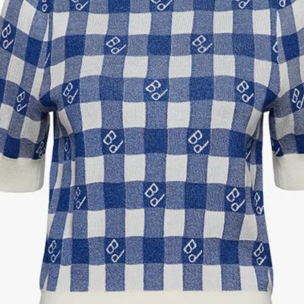 Blue and White Checkered Women's Top